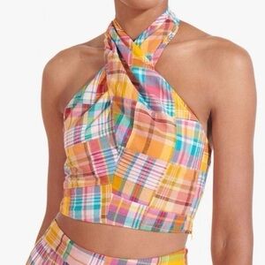Staud Kai Crossover Patchwork Halter Top NWT